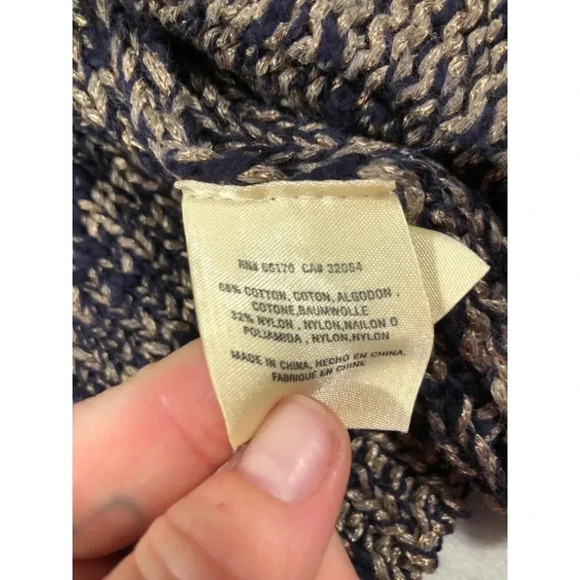 Anthropology Akemi Kin Alta Chunky Longline Cardigan Navy Blue Marled Womens L - Picture 3 of 3